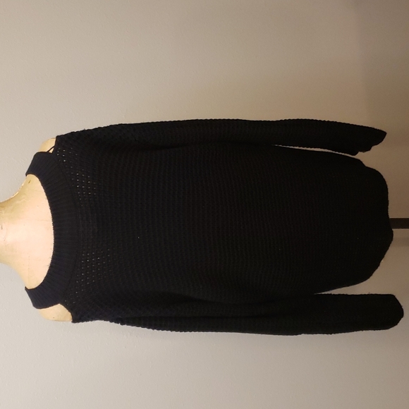 Women's Black Off Shoulder Sweater - Picture 3 of 4